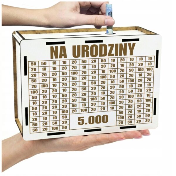 Skarbonka na urodziny 5000 zł – biała