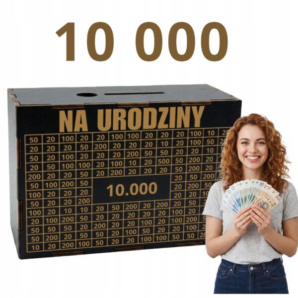 Skarbonka na urodziny 10 000 zł – czarna