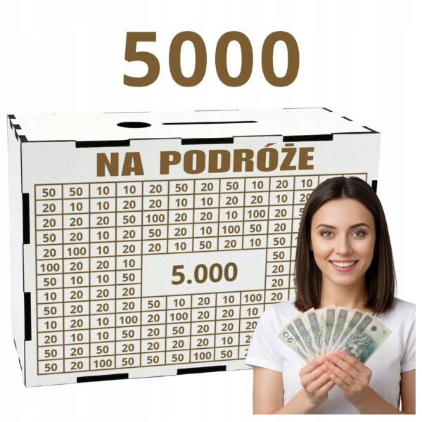 Biała skarbonka na podróże – cel 5000 zł
