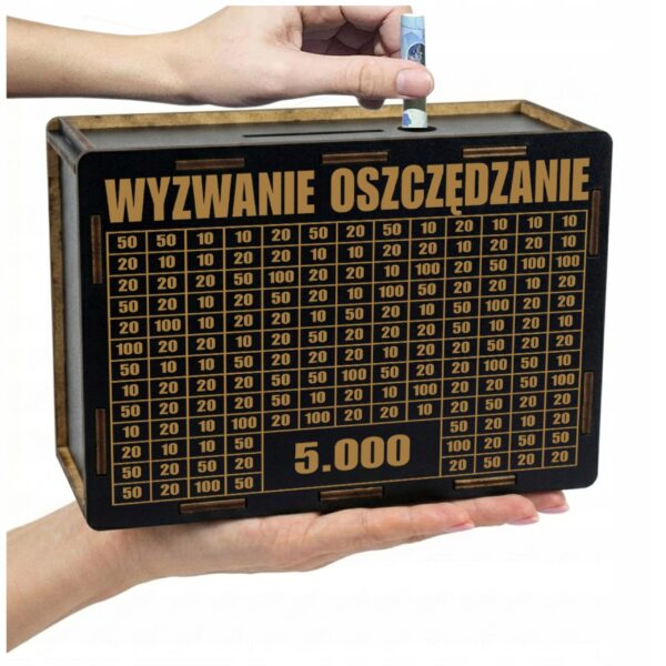 Skarbonka „Wyzwanie oszczędzanie” 5000 zł – czarna