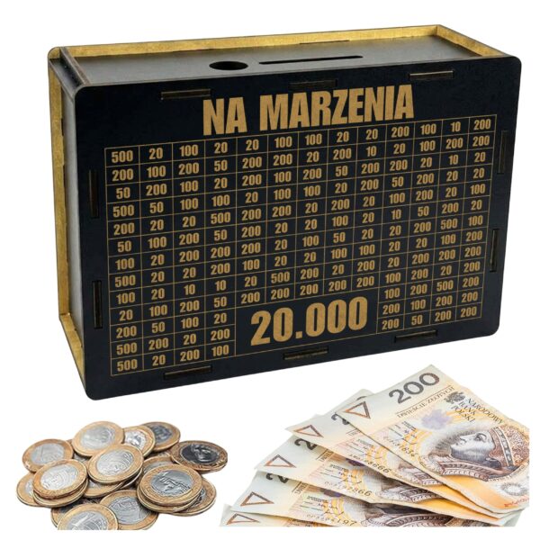 Skarbonka na marzenia 20 000 zł na prezent – czarna