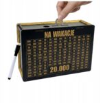 Skarbonka na wakacje 20 000 zł – czarna, z pisakiem