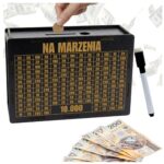 Skarbonka na marzenia 10 000 zł – czarna, z pisakiem