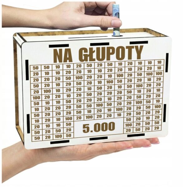 Skarbonka „Na głupoty” 5000 zł – biała