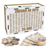 Skarbonka „Zbieram na auto” 20 000 zł na prezent – biała