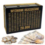 Skarbonka „Wyzwanie oszczędzanie” 20 000 zł na prezent – czarna