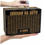 Skarbonka „Zbieram na auto” 5000 zł – czarna