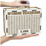 Skarbonka „Wyzwanie oszczędzanie” 5000 zł – biała