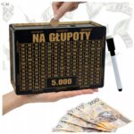 Skarbonka „Na głupoty” 5000 zł – czarna, z pisakiem