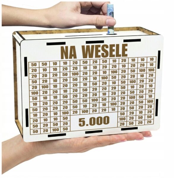 Skarbonka na wesele 5000 zł – biała