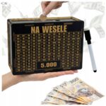 Skarbonka na wesele 5000 zł – czarna, z pisakiem