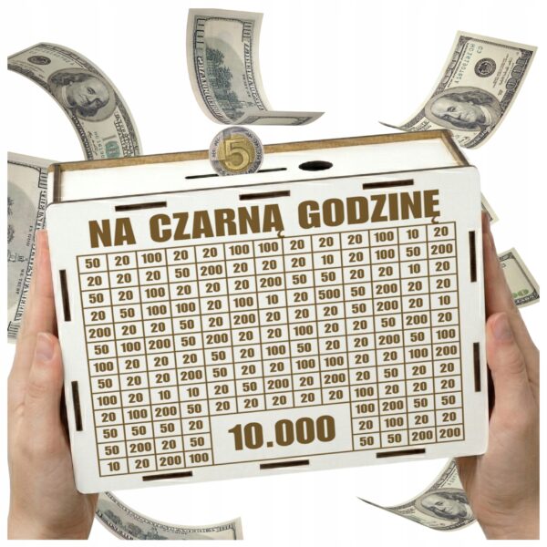Skarbonka „Na czarną godzinę” 10 000 zł na prezent – biała