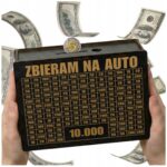 Skarbonka „Zbieram na auto” 10 000 zł – czarna, na rodzinne auto