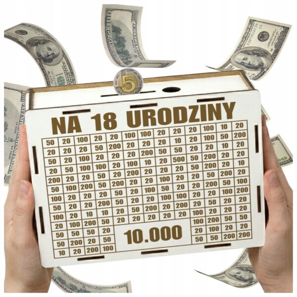 Skarbonka na 18. urodziny 10 000 zł – biała