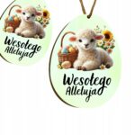 Zawieszka wielkanocna „Wesołego Alleluja” – owieczka