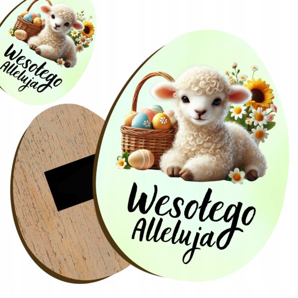 Magnes wielkanocny „Wesołego Alleluja” – owieczka