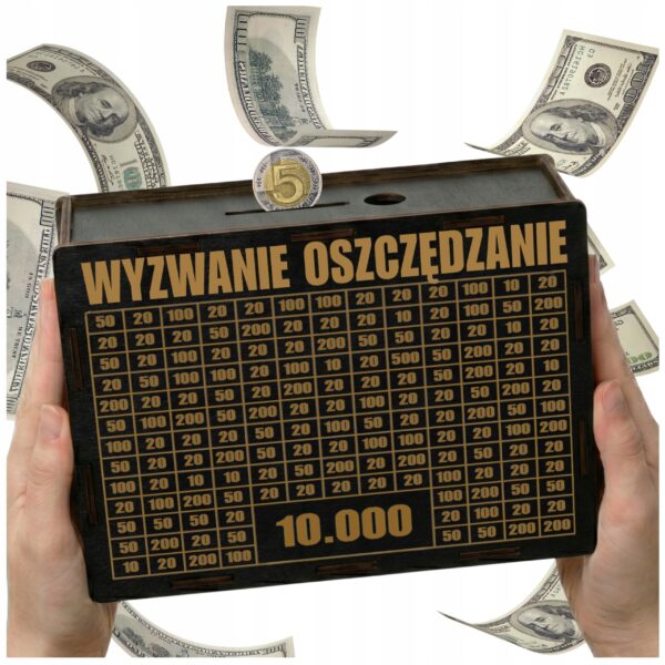 Skarbonka „Wyzwanie oszczędzanie” 10 000 zł – czarna