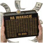 Skarbonka na wakacje 10 000 zł – czarna, na wyjazd ze znajomymi